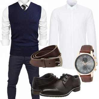 Outfit mit Blau Pullunder iClosam "Business Look"