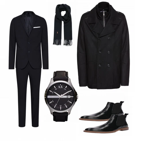 Schwarz/Weiß Uhr Armani Exchange kombinieren