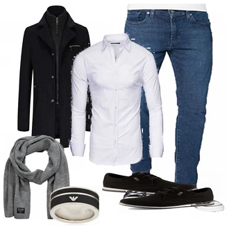 Outfit mit Mischfarben/Schwarz Wintermantel/Winter Parka YOUTHUP "Business Outfit"
