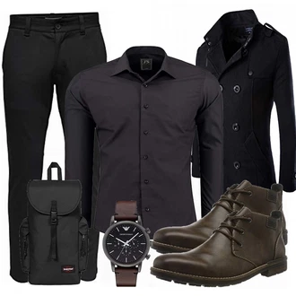 Outfit mit Schwarz Wintermantel/Winter Parka AOWOFS "Business Outfit"