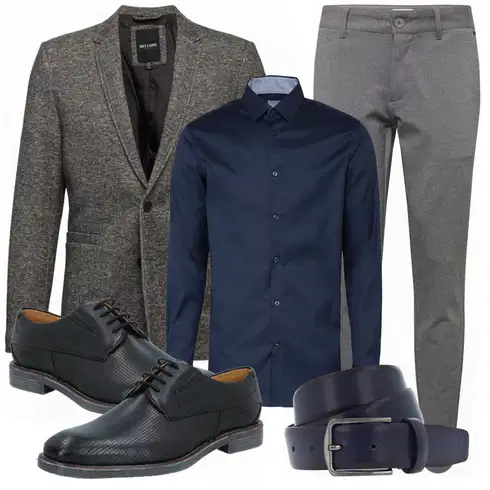 Grau/Schwarz Anzug Only & Sons kombinieren