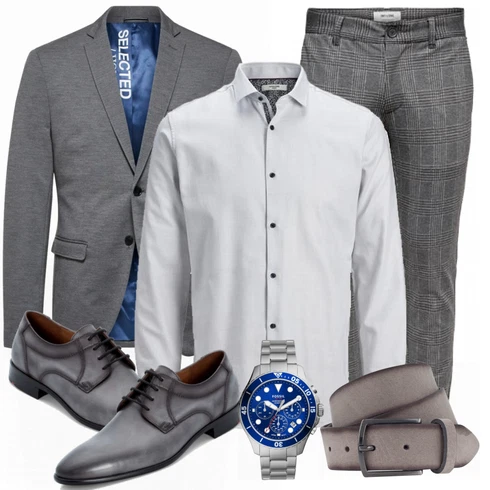 Grau Anzug Selected kombinieren mit Grau Schuh Lloyd
