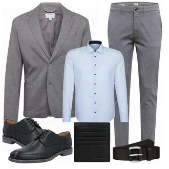 Outfit mit Weiß/Grau Hemd/Bügelfreies Hemd Seidensticker "Business Outfit"