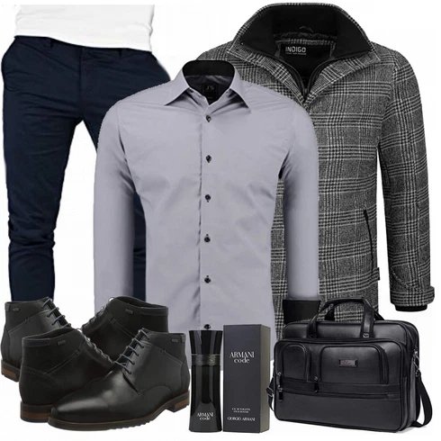 Grau/Blau Wintermantel/Winter Parka Indicode Jeans kombinieren