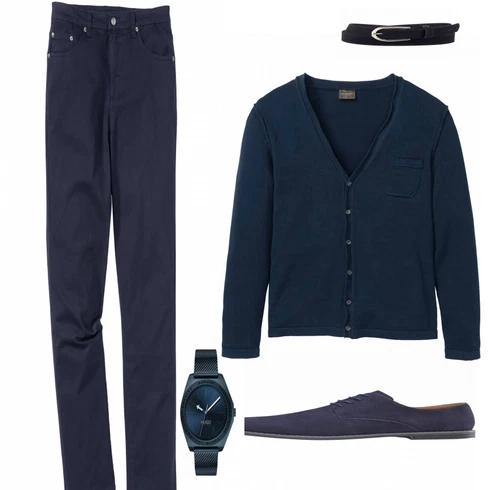 Blau Hausschuh Bonprix kombinieren mit Blau Gürtel