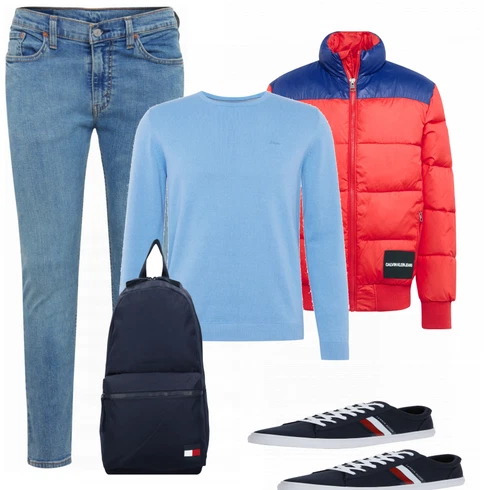 Blau Rucksack Tommy Hilfiger kombinieren