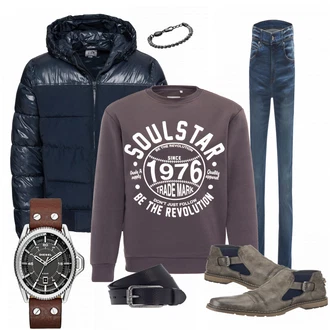 Outfit mit Grau Stiefel Tom Tailor "Calvin"
