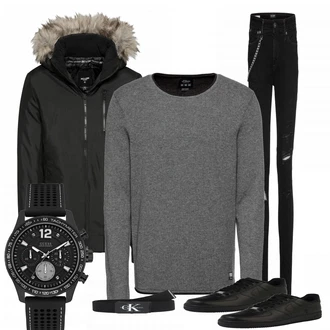 Outfit mit Schwarz Sneaker Nike "Calvokla"