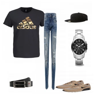 Outfit mit Beige Sneaker Nike "CamuAdidas"