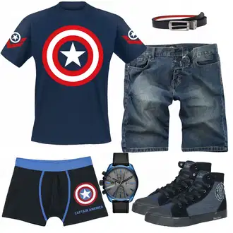 Outfit mit T-Shirt captain america "CAPTAIN AMERICA"