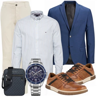 Outfit mit Blau Anzug Jack & Jones "Casual Business Outfit"