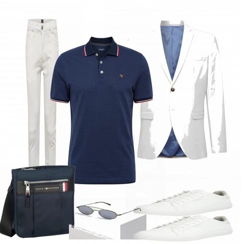 Schwarz/Blau Poloshirt Jack & Jones kombinieren