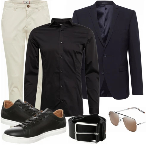 Schwarz Große Größe kombinieren mit Schwarz Casual Hemd Jack & Jones