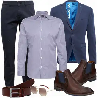 Outfit mit Schwarz/Blau Anzug SELECTED HOMME "Casual Business Outfit"