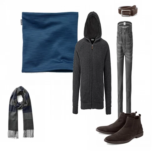 Blau Sweatshirt Tchibo kombinieren mit Braun Gürtel Tchibo