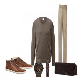 Outfit mit Grau Strickjacke Tchibo "Chino"