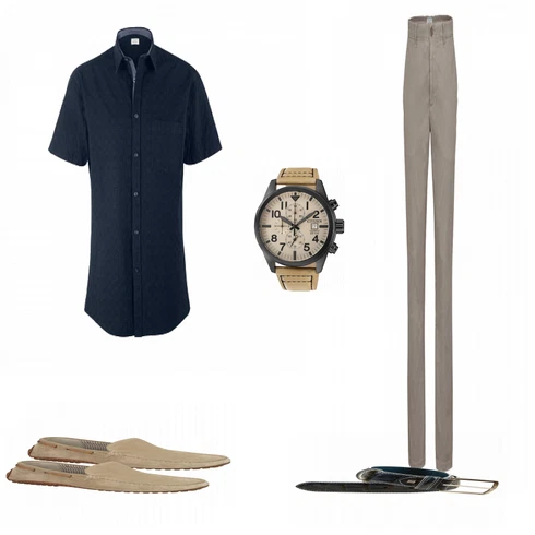 Beige Halbschuh Sioux kombinieren mit Blau Gürtel Daniel Hechter