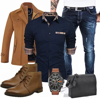 Outfit mit Braun Overall/Wintermantel/Winter Parka APTRO "CLARKS"
