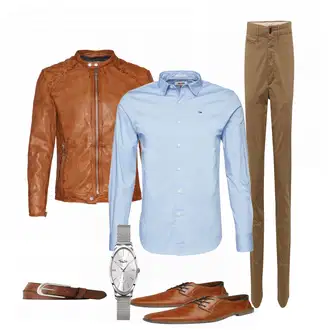 Outfit mit Rot Gürtel Tom Tailor Denim "Cognac"