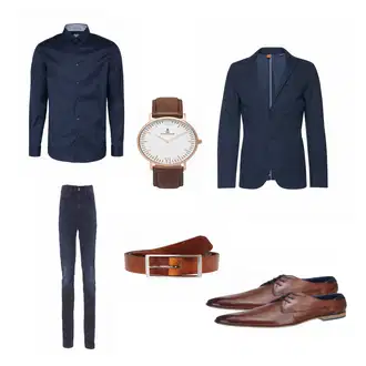 Outfit mit Schwarz Casual Hemd SELECTED HOMME "CognacCasual"