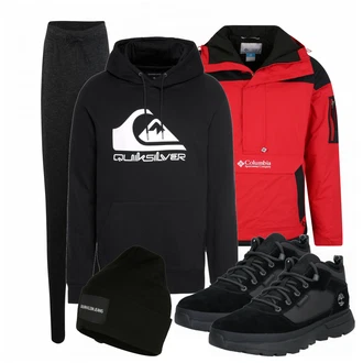 Outfit mit Rot Columbia "Columbia"