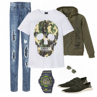 Outfit mit Grün Sneaker Timberland "Cool"