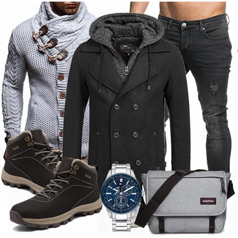 Blau Hose/Wintermantel/Winter Parka Indicode Jeans kombinieren