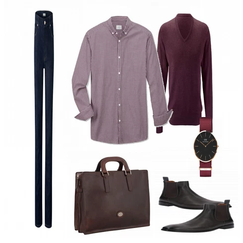 Grau/Lila Casual Hemd Tchibo kombinieren