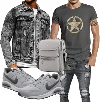 Outfit mit Grau Sneaker Nike "Cooles Outfit"