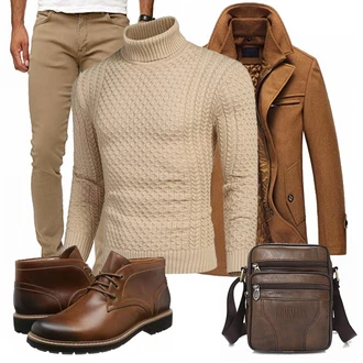 Outfit mit Braun Overall/Wintermantel/Winter Parka Lavnis "Cooles Outfit"