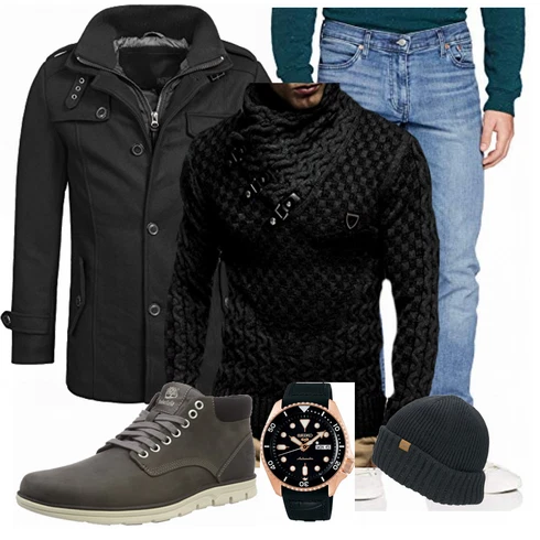 Blau Wintermantel/Winter Parka Indicode Jeans kombinieren