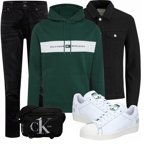 Schwarz Hose Jack & Jones kombinieren mit Schwarz Sommerjacke Jack & Jones