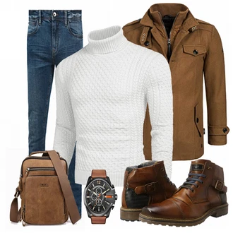 Outfit mit Rot/Grün WinterMantel/Winter Parka Indicode Jeans "Cooles Outfit"