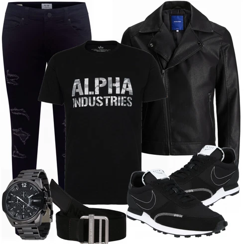 Schwarz/Weiß SommerJacke Jack & Jones kombinieren mit Schwarz Hose Only & Sons