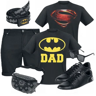 Outfit mit Blau Gürtel Batman, Blau T-Shirt Batman "Cooles Outfit"