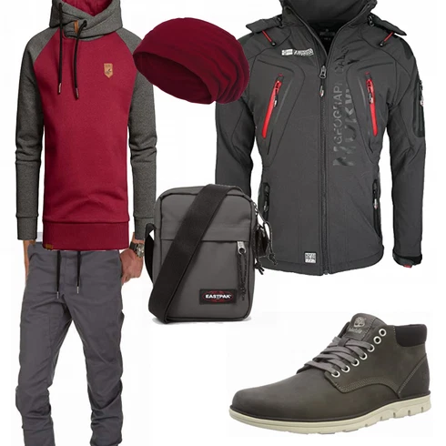Lila Hut/Jacke Winter Parka style3 kombinieren