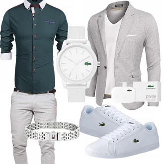 Outfit mit Grau Sneaker Lacoste "Cooles outfit"