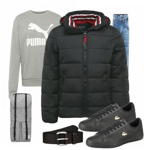 Schwarz Sommerjacke Indicode Jeans kombinieren mit Schwarz Gürtel Diesel