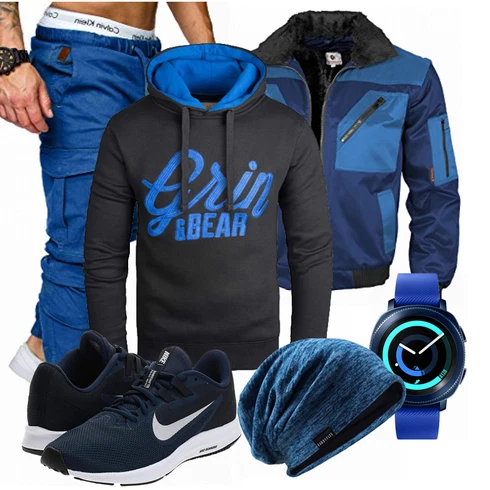 Blau Hut/Winter Parka VECRY kombinieren