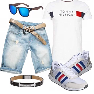 Outfit mit Weiß T-Shirt Tommy Hilfiger "Cooles outfit"