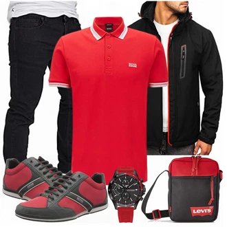 Outfit mit Blau/Schwarz Regenjacke BOLF "Cooles Outfit"