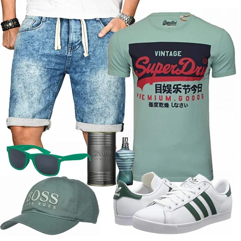 Grau T-Shirt Superdry kombinieren mit Grau Trachtenmode Adidas
