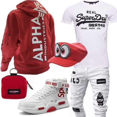 Rot Top/Hemd Alpha Industries kombinieren
