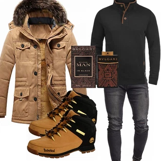 Outfit mit Braun Wintermantel/Winter Parka moxishop "Cooles outfit"