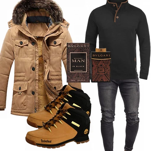 Braun Wintermantel/Winter Parka moxishop kombinieren