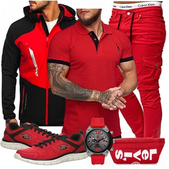 Outfit mit Schwarz Regenjacke BOLF "Cooles Outfit"