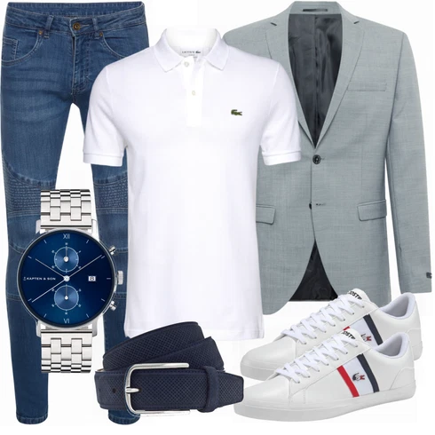 Grau Anzug Jack & Jones kombinieren mit Grau Schuh Sneaker/Leder Sneaker Lacoste