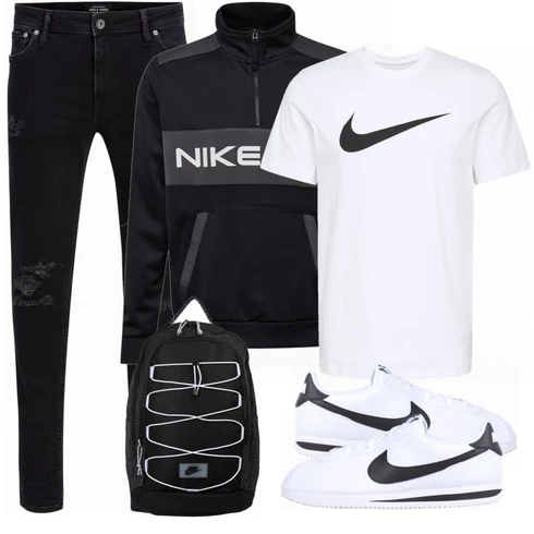 Weiß Große Größe Nike Sportswear kombinieren mit Blau Rucksack Nike Sportswear