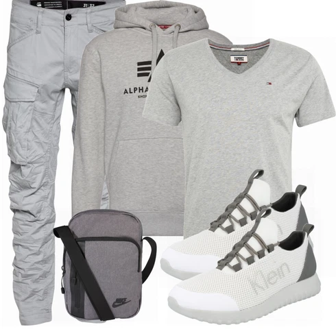 Grau T-Shirt Tommy Jeans kombinieren