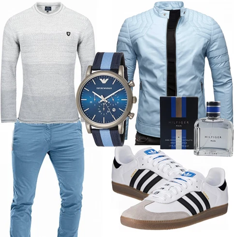 Hellblau/Grau/Blau Frühlingsjacke/Sommerjacke/Hybridjacke/Steppjacke/Kunstfaserjacke/Jacke mit Seitlichem Reißverschluss Crone kombinieren mit Grau Trachtenmode Adidas